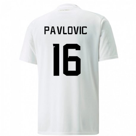 Kandiny Kinder Serbische Sara Pavlovic #16 Weiß Auswärtstrikot Trikot 22-24 T-shirt