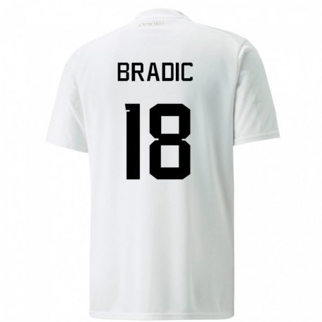 Kandiny Kinder Serbische Biljana Bradic #18 Weiß Auswärtstrikot Trikot 22-24 T-shirt