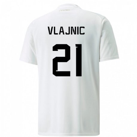 Kandiny Kinder Serbische Tyla Jay Vlajnic #21 Weiß Auswärtstrikot Trikot 22-24 T-shirt