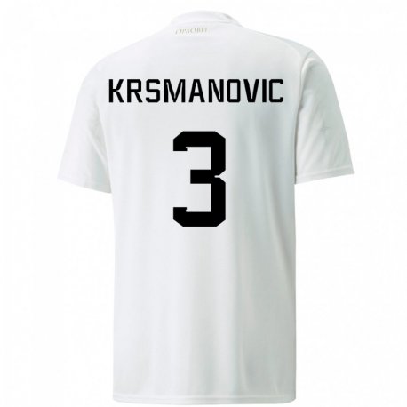 Kandiny Kinder Serbische Nemanja Krsmanovic #3 Weiß Auswärtstrikot Trikot 22-24 T-shirt