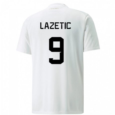 Kandiny Kinder Serbische Marko Lazetic #9 Weiß Auswärtstrikot Trikot 22-24 T-shirt