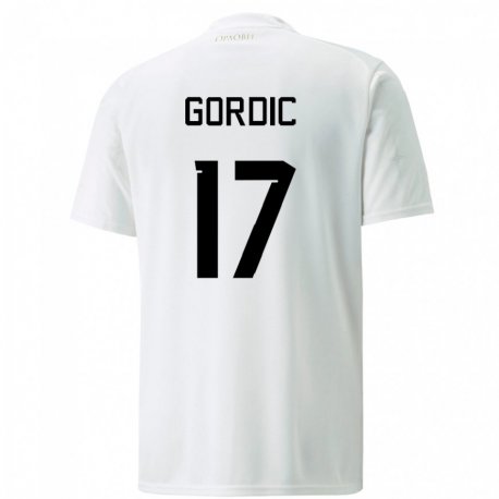 Kandiny Kinder Serbische Djordje Gordic #17 Weiß Auswärtstrikot Trikot 22-24 T-shirt