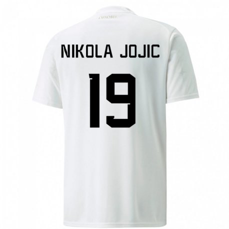 Kandiny Kinder Serbische Nikola Jojic #19 Weiß Auswärtstrikot Trikot 22-24 T-shirt