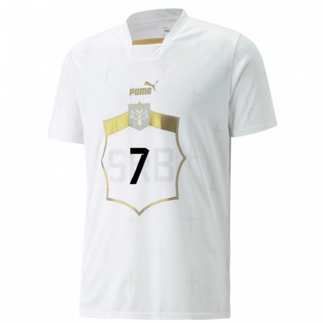 Kandiny Kinder Serbische Jovan Sljivic #7 Weiß Auswärtstrikot Trikot 22-24 T-shirt
