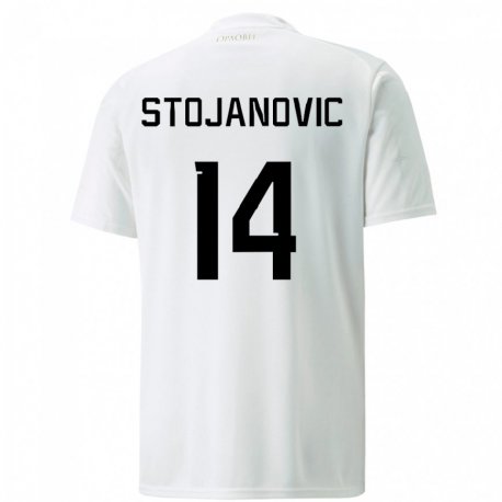 Kandiny Kinder Serbische Matija Stojanovic #14 Weiß Auswärtstrikot Trikot 22-24 T-shirt