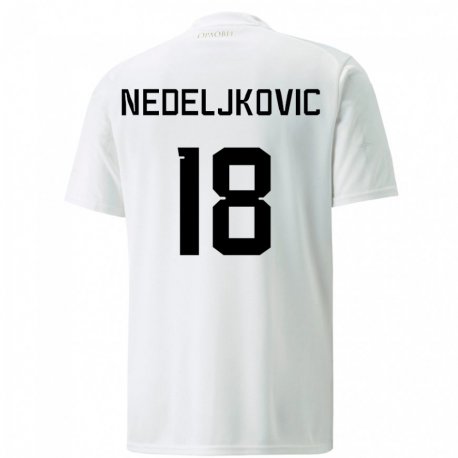 Kandiny Kinder Serbische Kosta Nedeljkovic #18 Weiß Auswärtstrikot Trikot 22-24 T-shirt