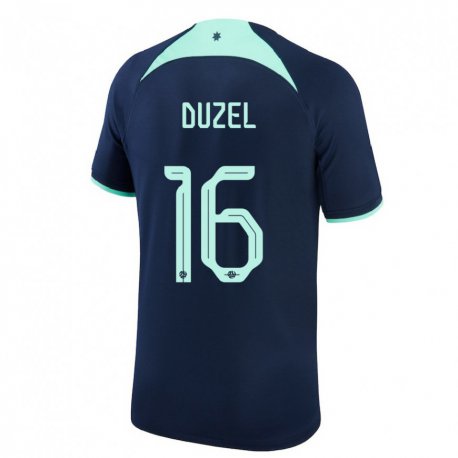 Kandiny Kinder Australische Luke Duzel #16 Dunkelblau Auswärtstrikot Trikot 22-24 T-shirt