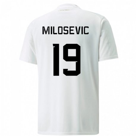 Kandiny Kinder Serbische Jovan Milosevic #19 Weiß Auswärtstrikot Trikot 22-24 T-shirt