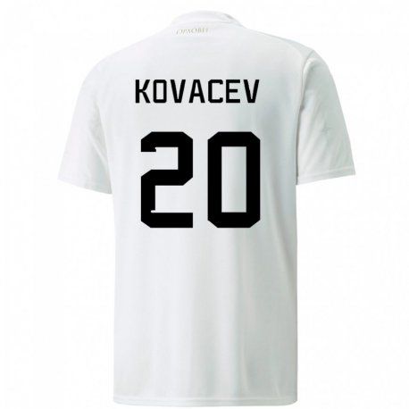 Kandiny Kinder Serbische Milan Kovacev #20 Weiß Auswärtstrikot Trikot 22-24 T-shirt