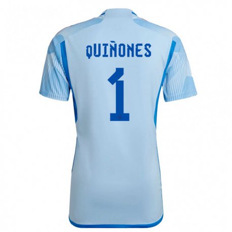 Kandiny Kinder Spanische Mariasun Quinones #1 Himmelblau Auswärtstrikot Trikot 22-24 T-shirt