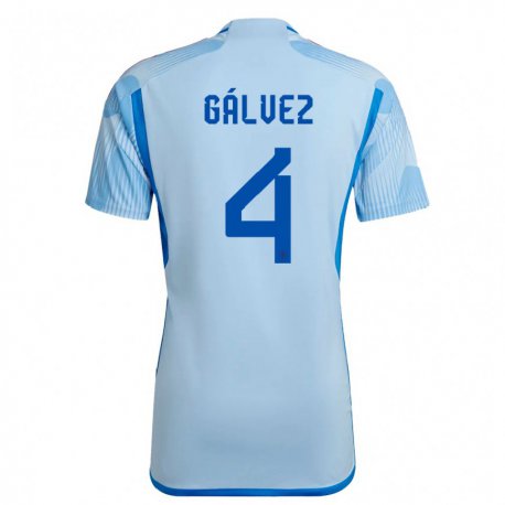 Kandiny Kinder Spanische Rocio Galvez #4 Himmelblau Auswärtstrikot Trikot 22-24 T-shirt