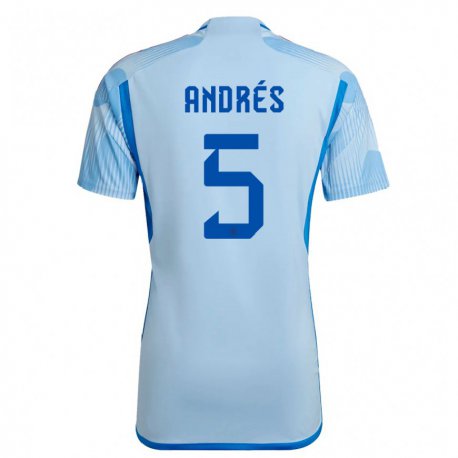 Kandiny Kinder Spanische Ivana Andres #5 Himmelblau Auswärtstrikot Trikot 22-24 T-shirt