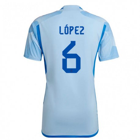 Kandiny Kinder Spanische Maitane Lopez #6 Himmelblau Auswärtstrikot Trikot 22-24 T-shirt
