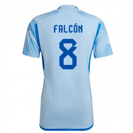 Kandiny Kinder Spanische Andrea Falcon #8 Himmelblau Auswärtstrikot Trikot 22-24 T-shirt