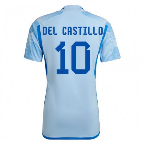 Kandiny Kinder Spanische Athenea Del Castillo #10 Himmelblau Auswärtstrikot Trikot 22-24 T-shirt