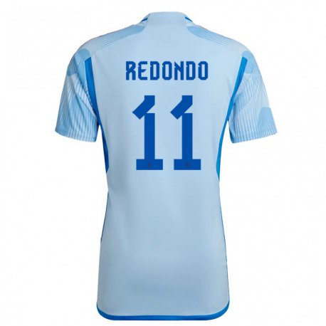 Kandiny Kinder Spanische Alba Redondo #11 Himmelblau Auswärtstrikot Trikot 22-24 T-shirt