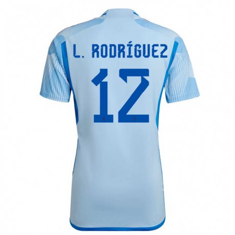 Kandiny Kinder Spanische Lucia Rodriguez #12 Himmelblau Auswärtstrikot Trikot 22-24 T-shirt