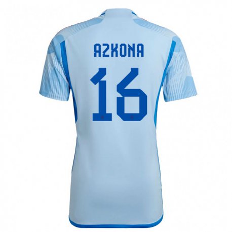 Kandiny Kinder Spanische Ane Azkona #16 Himmelblau Auswärtstrikot Trikot 22-24 T-shirt