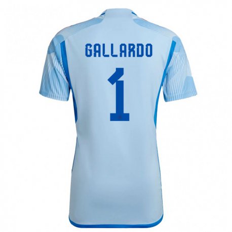Kandiny Kinder Spanische Dolores Gallardo #1 Himmelblau Auswärtstrikot Trikot 22-24 T-shirt