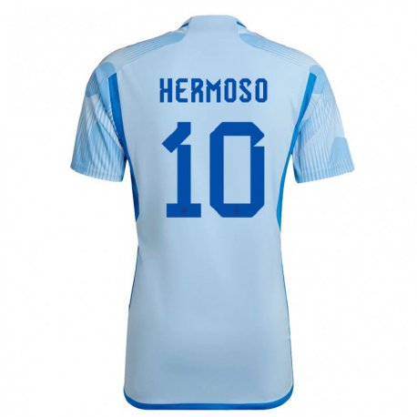 Kandiny Kinder Spanische Jennifer Hermoso #10 Himmelblau Auswärtstrikot Trikot 22-24 T-shirt