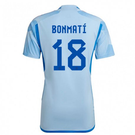 Kandiny Kinder Spanische Aitana Bonmati #18 Himmelblau Auswärtstrikot Trikot 22-24 T-shirt