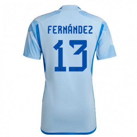 Kandiny Kinder Spanische Cesar Fernandez #13 Himmelblau Auswärtstrikot Trikot 22-24 T-shirt