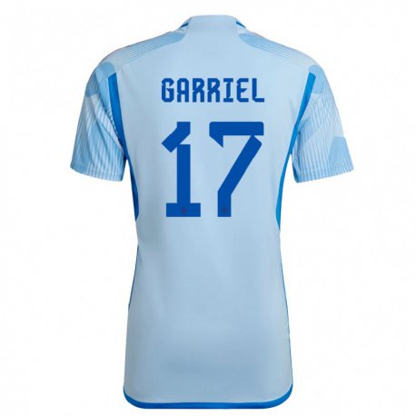 Kandiny Kinder Spanische Ivan Garriel #17 Himmelblau Auswärtstrikot Trikot 22-24 T-shirt