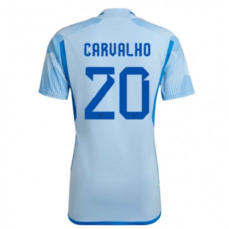 Kandiny Kinder Spanische Miguel Carvalho #20 Himmelblau Auswärtstrikot Trikot 22-24 T-shirt
