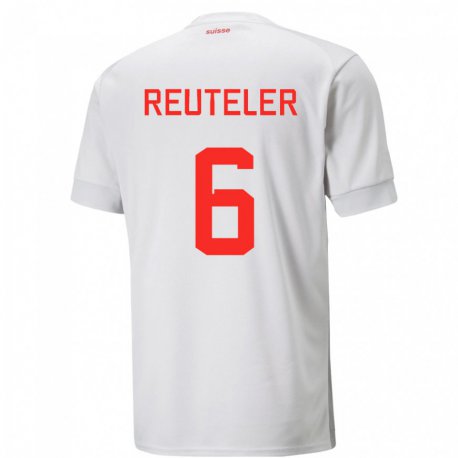 Kandiny Kinder Schweizer Geraldine Reuteler #6 Weiß Auswärtstrikot Trikot 22-24 T-shirt