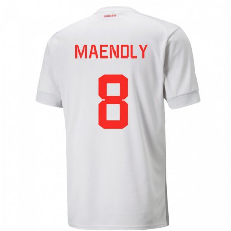 Kandiny Kinder Schweizer Sandy Maendly #8 Weiß Auswärtstrikot Trikot 22-24 T-shirt