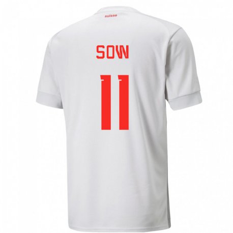 Kandiny Kinder Schweizer Coumba Sow #11 Weiß Auswärtstrikot Trikot 22-24 T-shirt