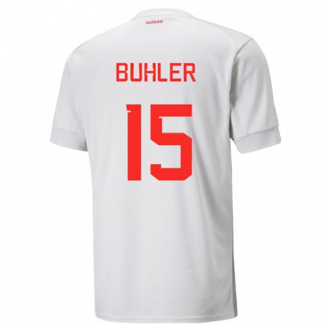 Kandiny Kinder Schweizer Luana Buhler #15 Weiß Auswärtstrikot Trikot 22-24 T-shirt