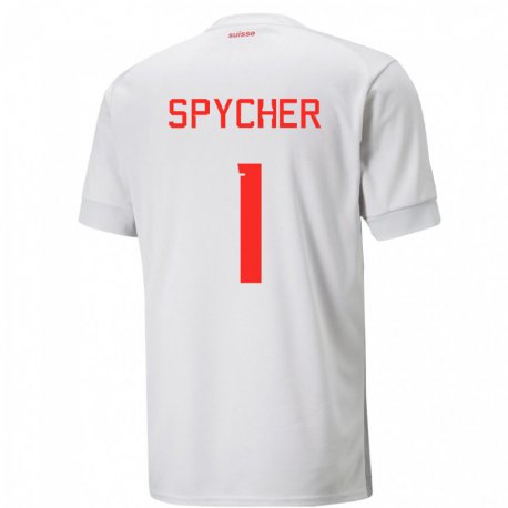 Kandiny Kinder Schweizer Tim Spycher #1 Weiß Auswärtstrikot Trikot 22-24 T-shirt