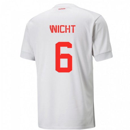 Kandiny Kinder Schweizer Nathan Wicht #6 Weiß Auswärtstrikot Trikot 22-24 T-shirt