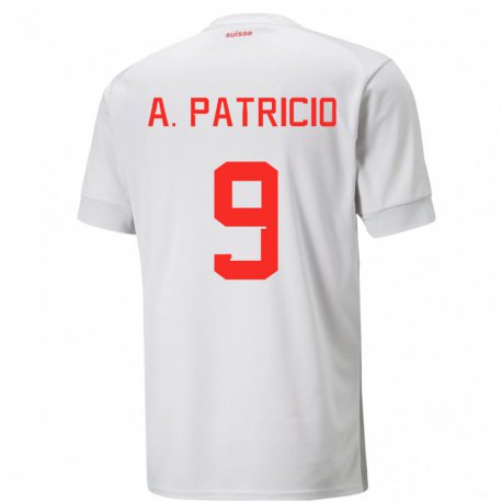 Kandiny Kinder Schweizer Alexandre Dias Patricio #9 Weiß Auswärtstrikot Trikot 22-24 T-shirt