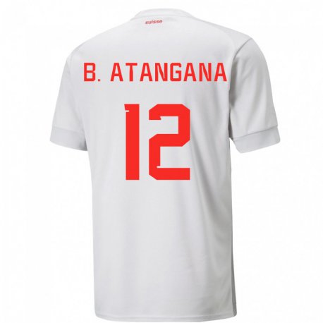 Kandiny Kinder Schweizer Brian Ernest Atangana #12 Weiß Auswärtstrikot Trikot 22-24 T-shirt