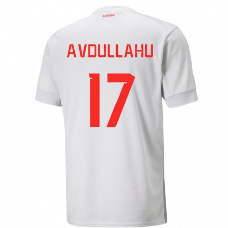 Kandiny Kinder Schweizer Leon Avdullahu #17 Weiß Auswärtstrikot Trikot 22-24 T-shirt