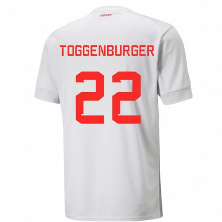 Kandiny Kinder Schweizer Nando Toggenburger #22 Weiß Auswärtstrikot Trikot 22-24 T-shirt