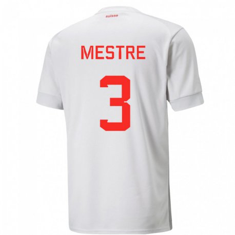 Kandiny Kinder Schweizer Luis Mestre #3 Weiß Auswärtstrikot Trikot 22-24 T-shirt