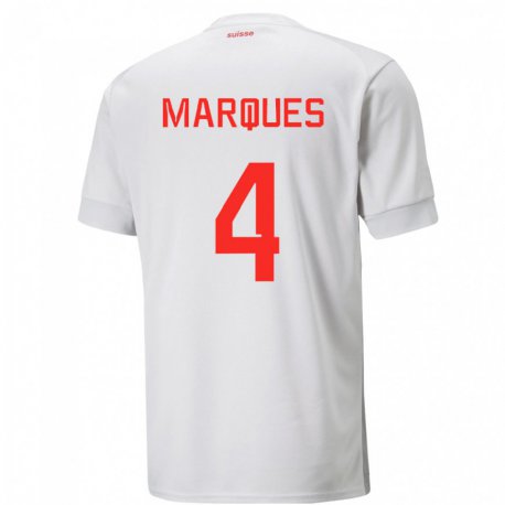 Kandiny Kinder Schweizer Christian Marques #4 Weiß Auswärtstrikot Trikot 22-24 T-shirt