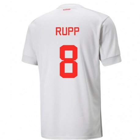 Kandiny Kinder Schweizer Noah Rupp #8 Weiß Auswärtstrikot Trikot 22-24 T-shirt