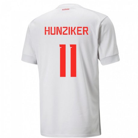 Kandiny Kinder Schweizer Andrin Hunziker #11 Weiß Auswärtstrikot Trikot 22-24 T-shirt