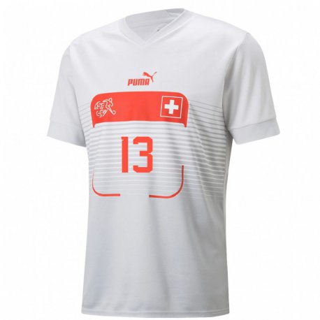 Kandiny Kinder Schweizer Miguel Reichmuth #13 Weiß Auswärtstrikot Trikot 22-24 T-shirt