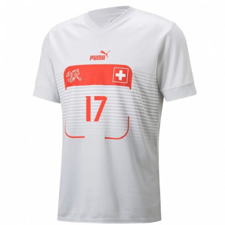 Kandiny Kinder Schweizer Joel Ribeiro #17 Weiß Auswärtstrikot Trikot 22-24 T-shirt