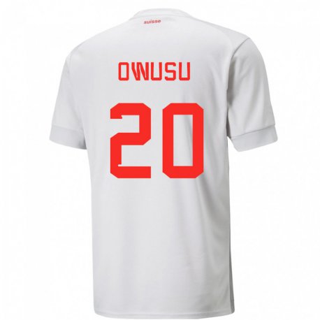 Kandiny Kinder Schweizer Tyron Owusu #20 Weiß Auswärtstrikot Trikot 22-24 T-shirt