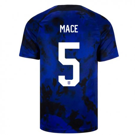 Kandiny Kinder Us-amerikanische Hailie Mace #5 Königsblau Auswärtstrikot Trikot 22-24 T-shirt