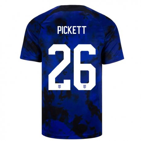 Kandiny Kinder Us-amerikanische Carson Pickett #26 Königsblau Auswärtstrikot Trikot 22-24 T-shirt
