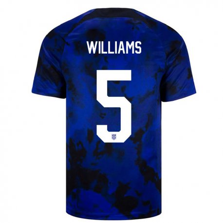 Kandiny Kinder Us-amerikanische Thomas Williams #5 Königsblau Auswärtstrikot Trikot 22-24 T-shirt