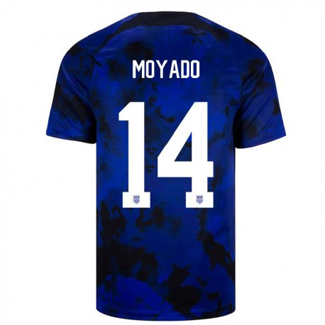 Kandiny Kinder Us-amerikanische Bryan Moyado #14 Königsblau Auswärtstrikot Trikot 22-24 T-shirt