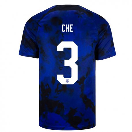 Kandiny Kinder Us-amerikanische Justin Che #3 Königsblau Auswärtstrikot Trikot 22-24 T-shirt